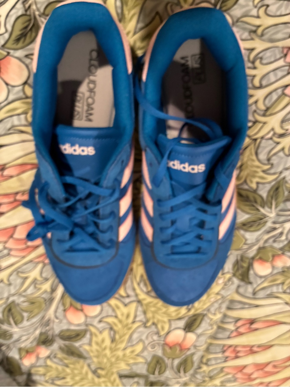 adidas Women’s Blue Sneakers with Pink Stripes